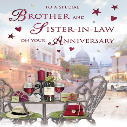Regal Publishing Brother & Sister-in-Law Anniversary Card  -  Stunning Colourful Relaxing In The Sunshine   -   9 x 6 inches