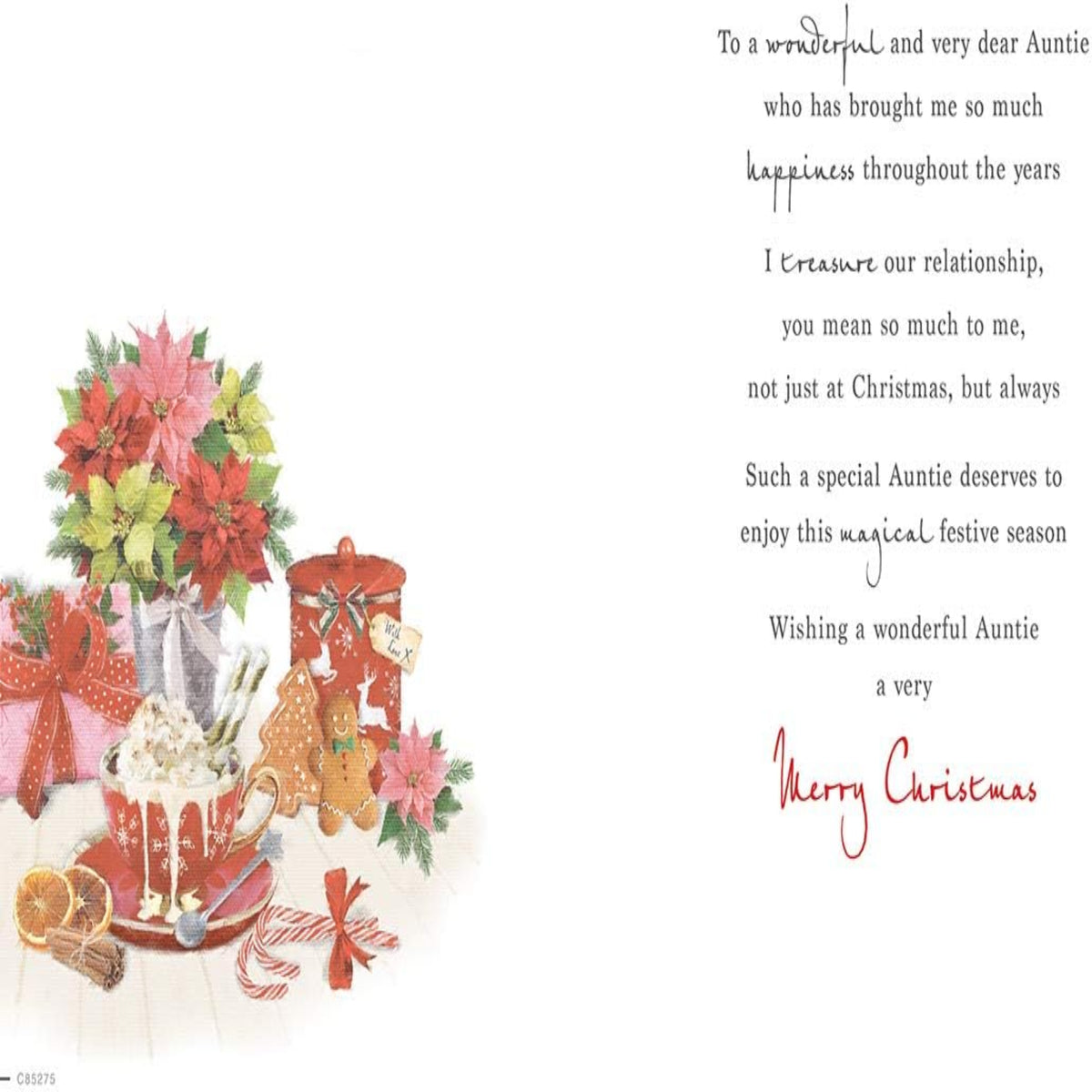Regal Publishing Christmas Card for Auntie   –   Traditional    -   9   x   6 inches