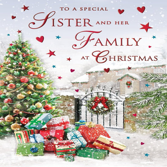 Regal Publishing Christmas Card for a Special Sister & Family - 9 x 6 inches
