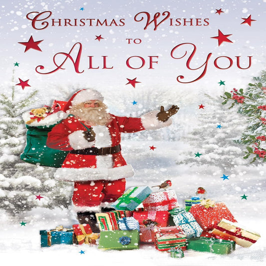Regal Publishing Christmas Card Wishes To All of You Santa & Presents  - 9 x 6 inches