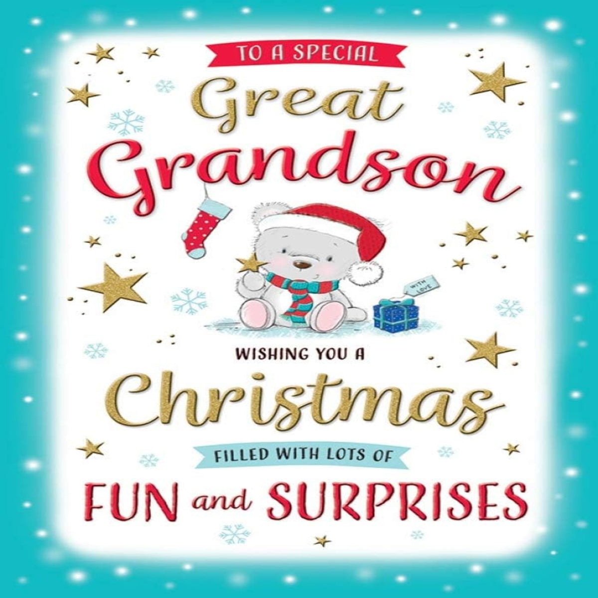 Regal Publishing Cute Christmas Card for Great Grandson    -    9   x   6  inches