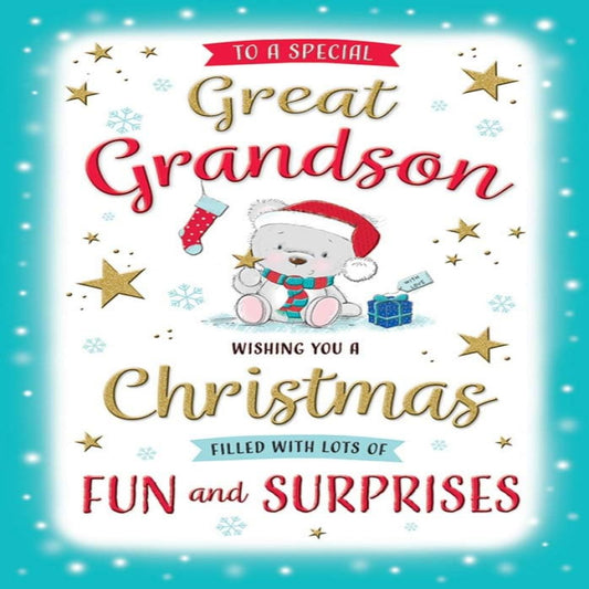 Regal Publishing Cute Christmas Card for Great Grandson    -    9   x   6  inches