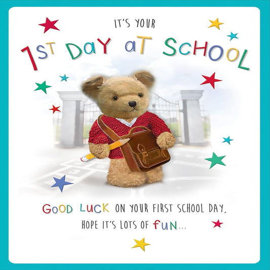Regal Publishing First Day at School Card | Cute School Greeting Card    -  Teal   -   8  x  6 inches