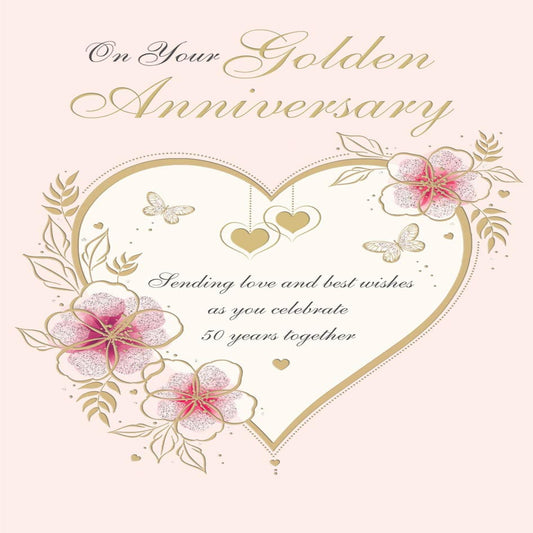 Regal Publishing  -  Golden Anniversary 50th Wedding Anniversary Card  -  9x6 inches