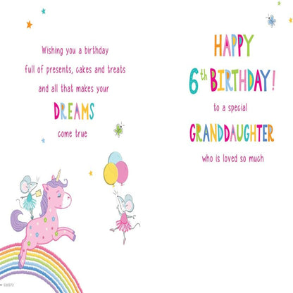 Regal Publishing Granddaughter 6th Birthday Card   -    9  x  6  inches