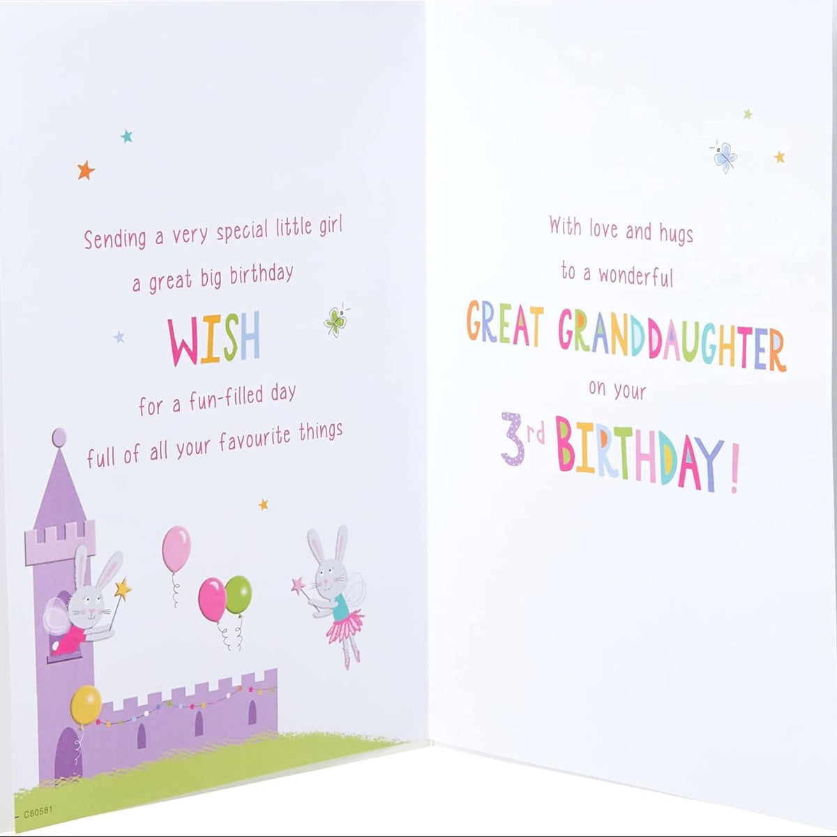 Regal Publishing Great Granddaughter 3rd Birthday Card  -   9 x 6 inches