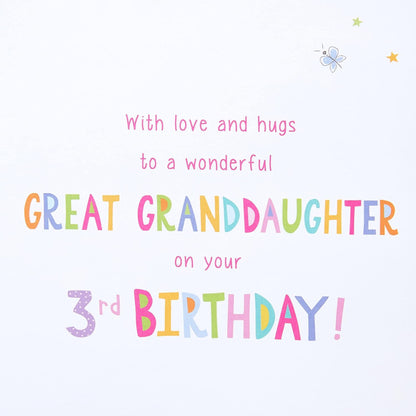 Regal Publishing Great Granddaughter 3rd Birthday Card  -   9 x 6 inches