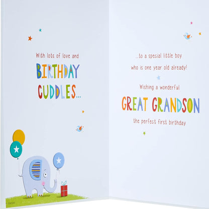Regal Publishing Juvenile Great Grandson 1st Birthday Card    -   9  x  6  inches