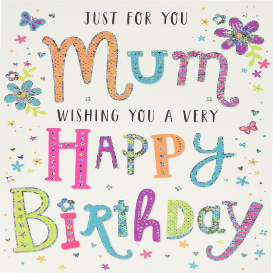 Regal Publishing Happy Birthday Mum Card | Modern Birthday Greeting Card   -   Grey   -   8 x 6 inches