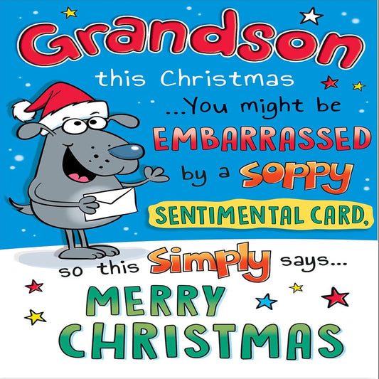 Regal Publishing Humour Christmas Card for Grandson  - 9 x 6 inches