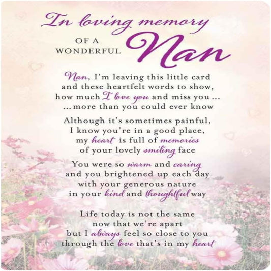 Regal Publishing In Loving Memory of a Wonderful Nan Graveside Memorial Card   -   12 x 16 cm