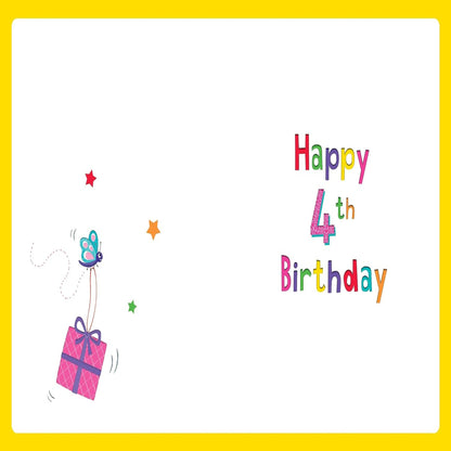 Regal Publishing Juvenile 4th Birthday Card for Girl   -   8   x   6 inches