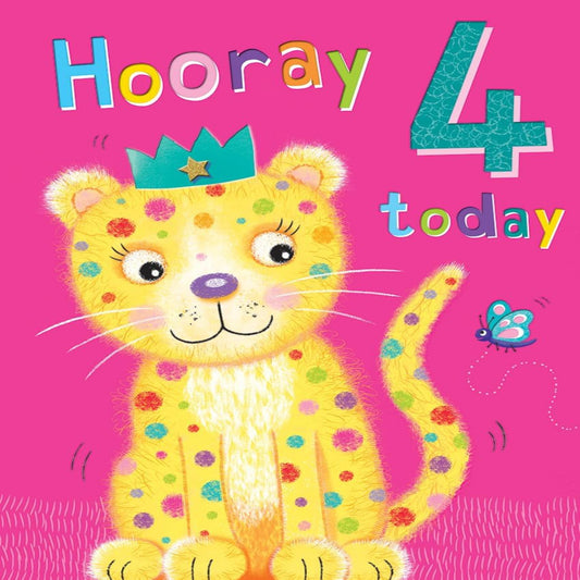 Regal Publishing Juvenile 4th Birthday Card for Girl   -   8   x   6 inches