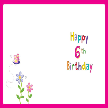 Regal Publishing Juvenile 6th Birthday Card for Girl   -    8   x   6   inches