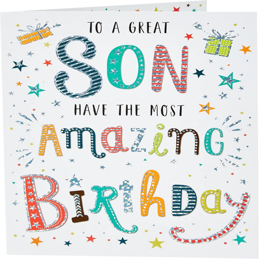Regal Publishing Modern Birthday Card for Son   -   8   x   6 inches