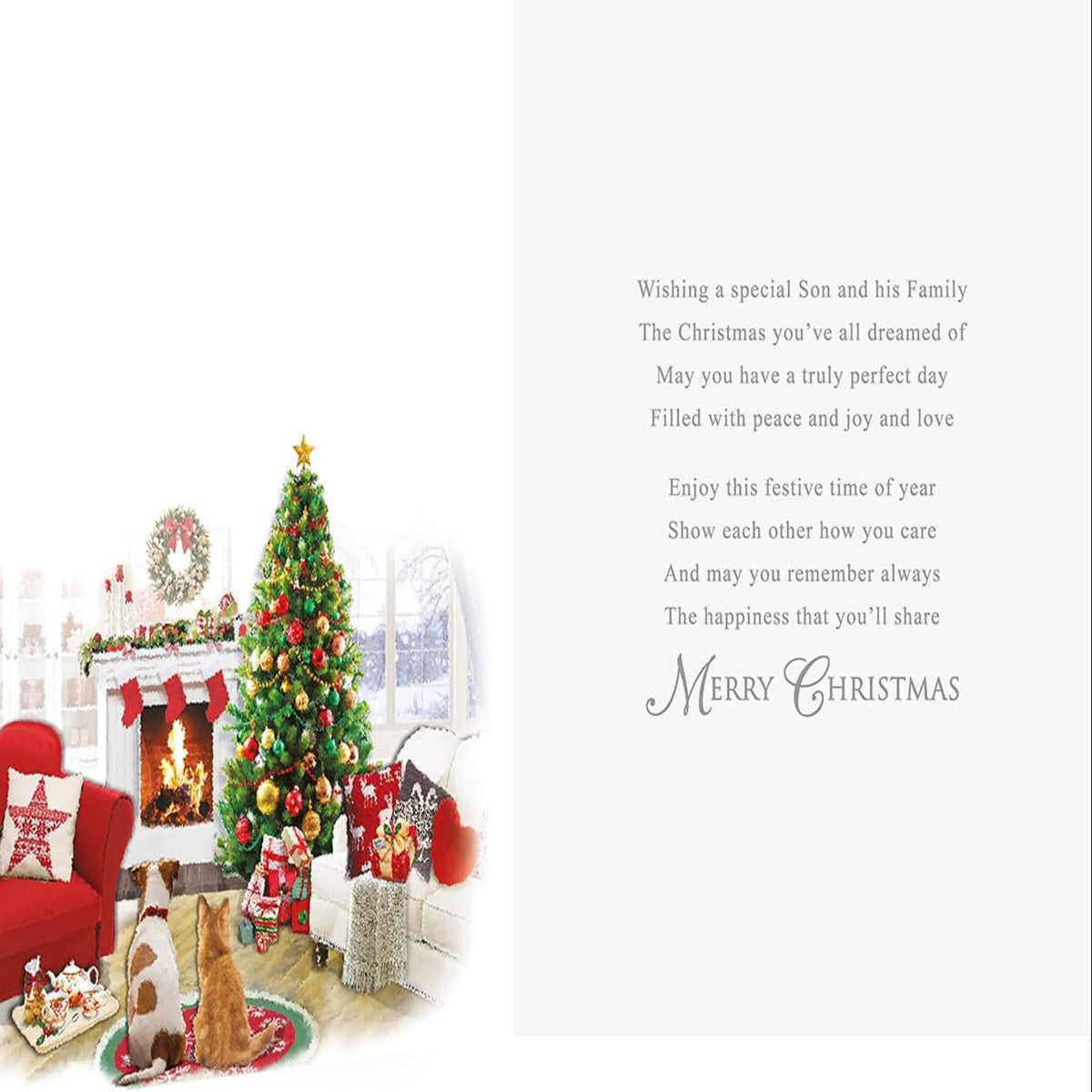 Regal Publishing Son and Family Christmas Card – Traditional  -  Multi-coloured   -  9 x 6 inches