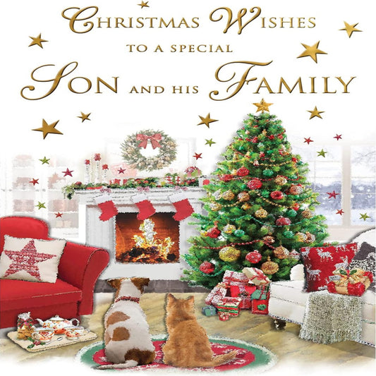 Regal Publishing Son and Family Christmas Card – Traditional  -  Multi-coloured   -  9 x 6 inches