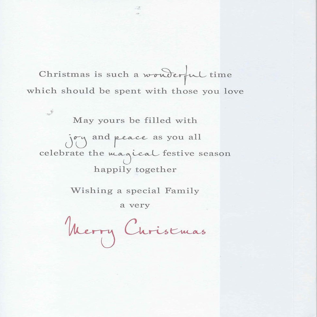 Regal Publishing Traditional Christmas Card to a Family   -   9 x 6 inches