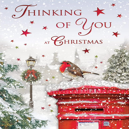 Regal Publishing Traditional Christmas Card  –  Thinking of You, Festive Holiday   -  9 x 6 inches