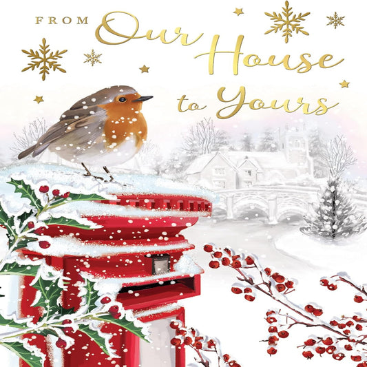 Regal Publishing Traditional Christmas Card – Our House To Yours, Postbox Design - 8 x 6 inches