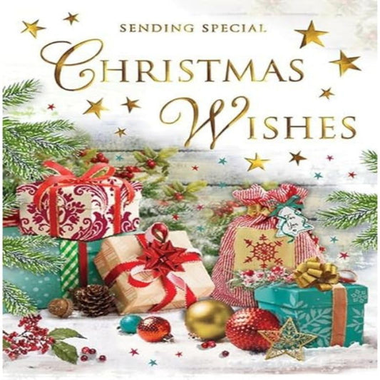 Regal Publishing Traditional Christmas Wishes Card   –  Gifts Design    -   8 x 6 inches