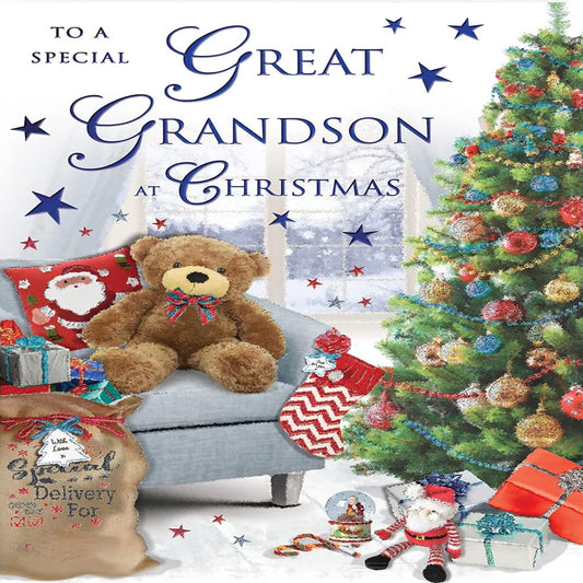 Regal Publishing Traditional Great Grandson Christmas Card – 9 x 6 Inches