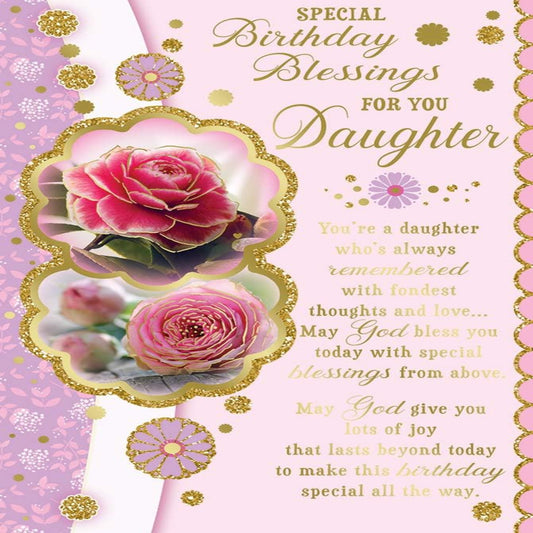 Religious Card for Daughter  –  Forever Blessed Inspirational Greeting Card   -   22.8  x  15.3 cm