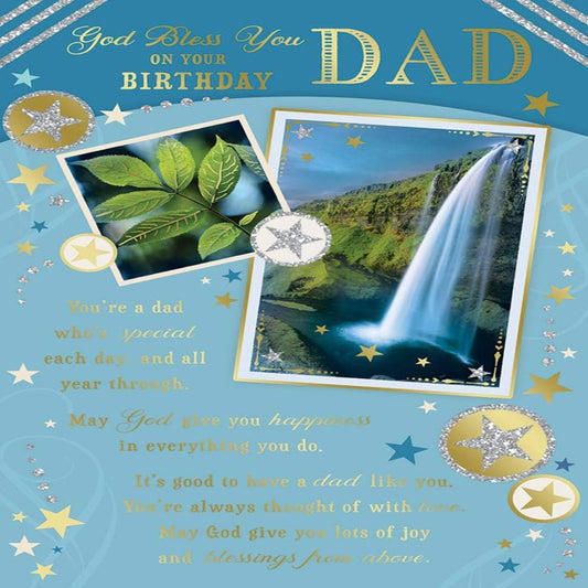 Religious Dad Greeting Card   –   Forever Blessed Design  -  22.8  x  15.3 cm