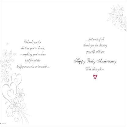 Ruby 40th Anniversary Card   -   Regal Publishing   -   9   x   6  inches