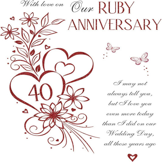 Ruby 40th Anniversary Card   -   Regal Publishing   -   9   x   6  inches