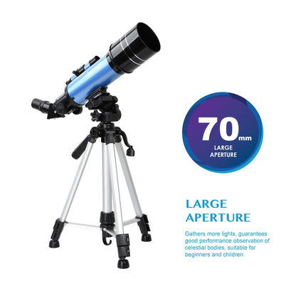 Telescopes for Adults Astronomy with Backpack Telescope for Beginners with Metal Kellner Eyepieces 70Mm Travel Telescope