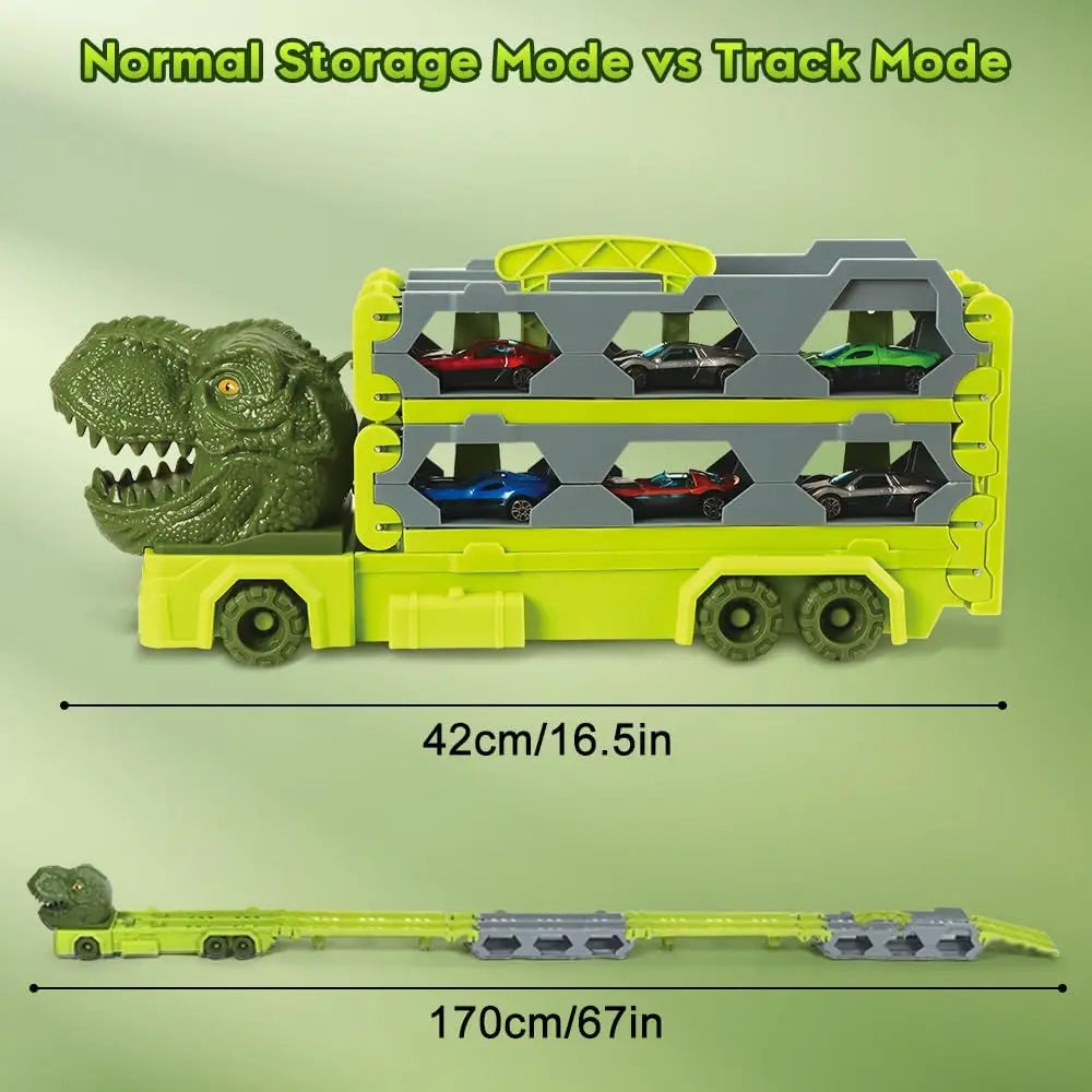 1.7M Launch Dinosaur Truck 6X Cars Toy for Kids Race Track Truck Cars Carrier Vehicles Toys Set Boys Girls Gifts
