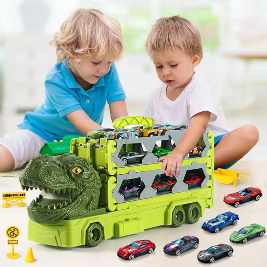 1.7M Launch Dinosaur Truck 6X Cars Toy for Kids Race Track Truck Cars Carrier Vehicles Toys Set Boys Girls Gifts