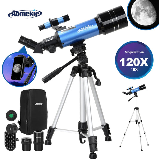 Telescopes for Adults Astronomy with Backpack Telescope for Beginners with Metal Kellner Eyepieces 70Mm Travel Telescope