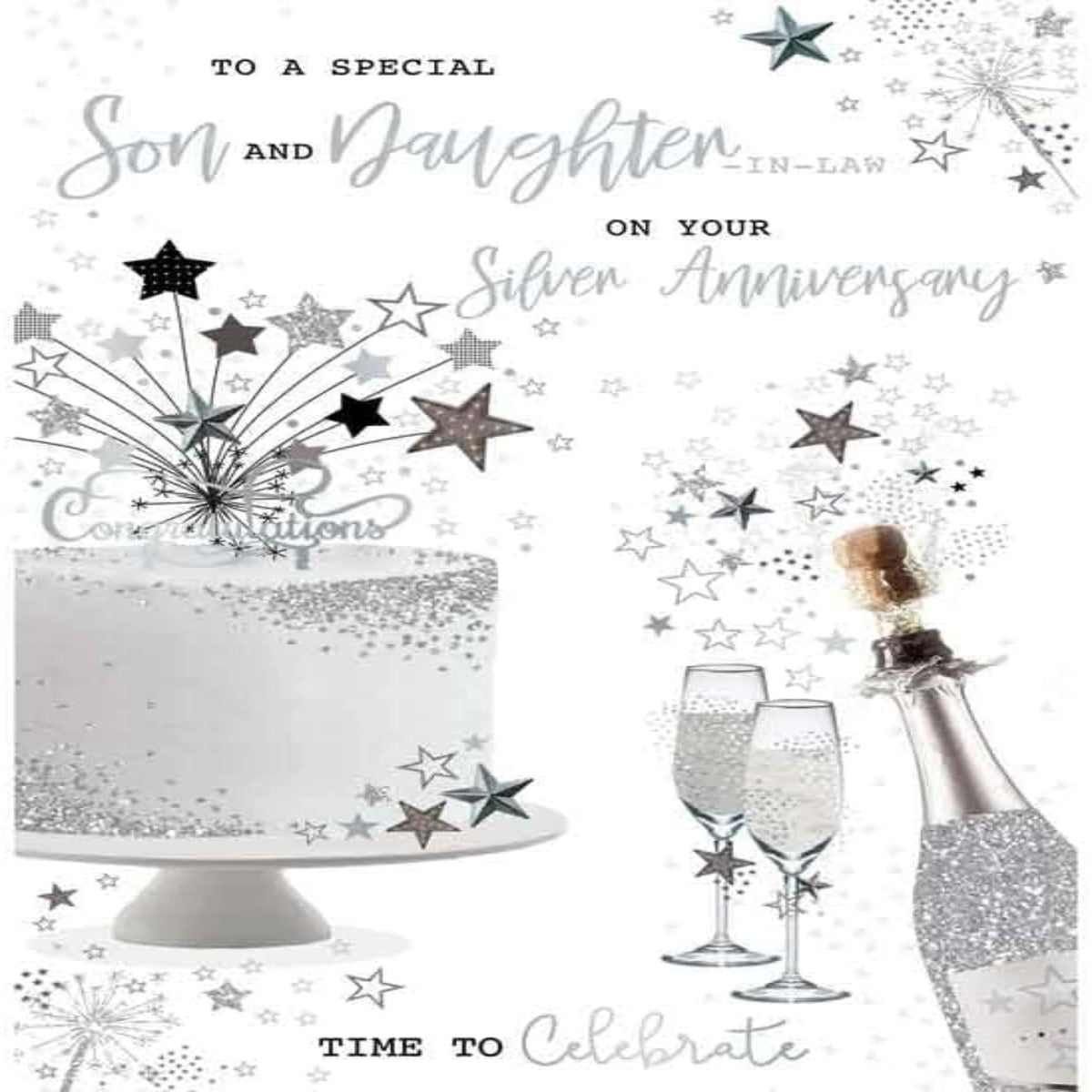 Silver Anniversary Card for Son & Daughter-in-Law | Kingfisher  -  15  x  23 cm