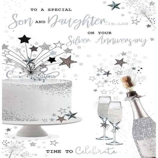 Silver Anniversary Card for Son & Daughter-in-Law | Kingfisher  -  15  x  23 cm