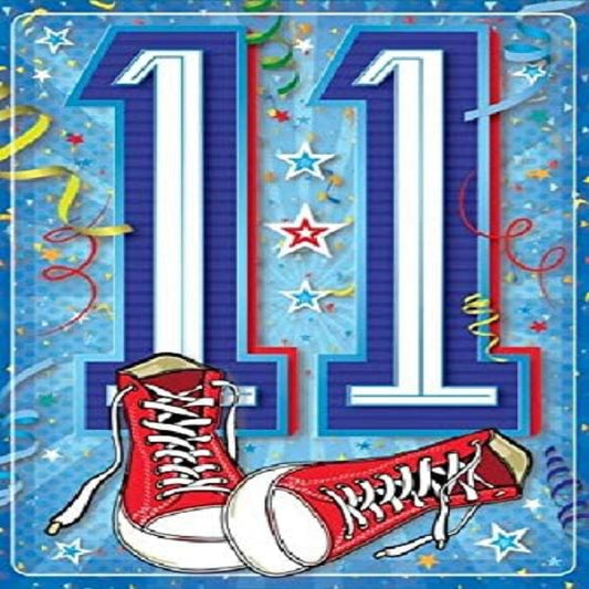 Simon Elvin 11th Birthday Card with Colourful Trainers  -  7.5  x  5.5 inches
