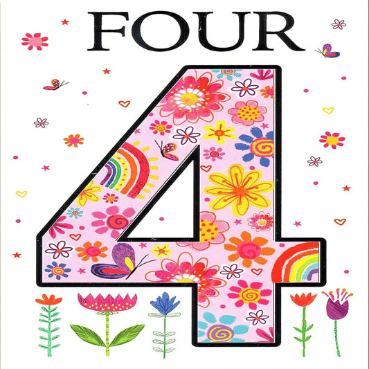 Simon Elvin 4th Birthday Card for Girl -  19 x 13 cm
