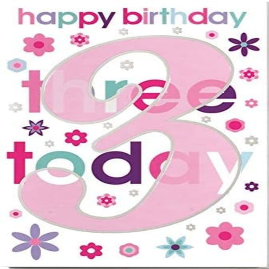 Simon Elvin Age 3 Birthday Card for Girl | Happy 3rd Birthday Greeting Card  -  7.5  x  5.1 inches