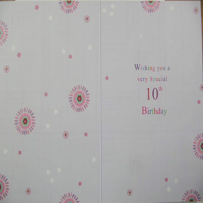 Simon Elvin Girl’s 10th Birthday Card   –    Rainbow Glitter Greeting Card     -    7.5   x   5.5  inches