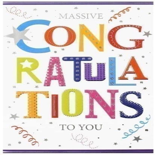 Simon Elvin Massive Congratulations Card | Colourful Congratulations Greeting Card  -   13.5cm  x  19.5cm