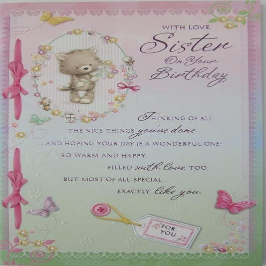 Sister Birthday Card with Colourful Design | Wonderful Words Greeting Card