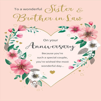 Sister & Brother-in-Law Anniversary Card  –   Regal Publishing   -   9  x  6 inches