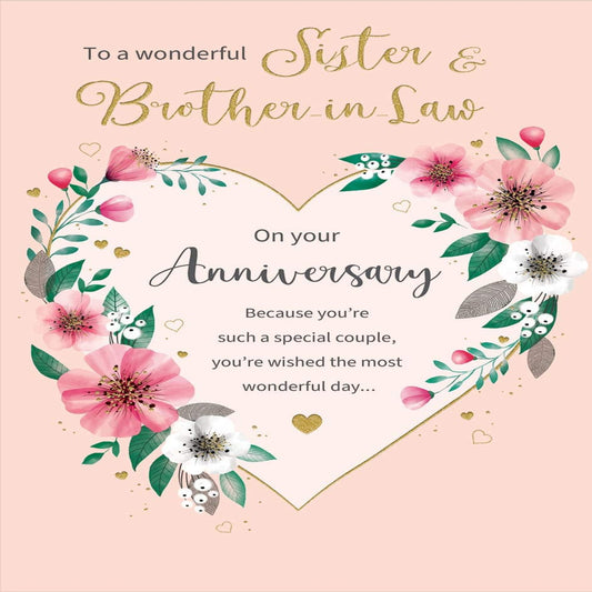 Sister & Brother-in-Law Anniversary Card  –   Regal Publishing   -   9  x  6 inches