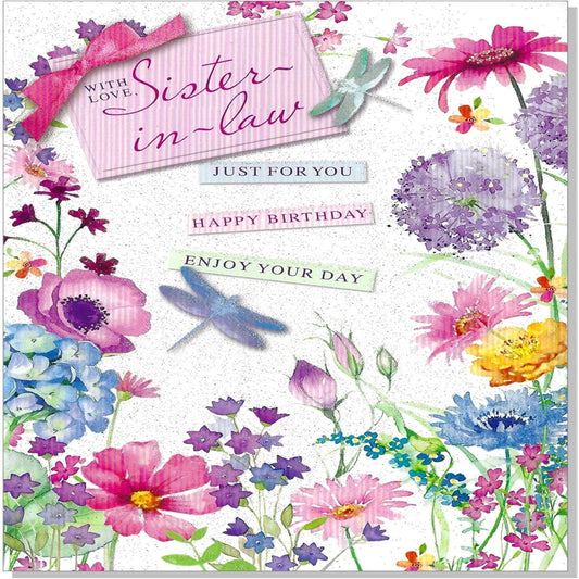 Sister-in-Law Birthday Card with Flowers   -   7.5   x   5.25   inches