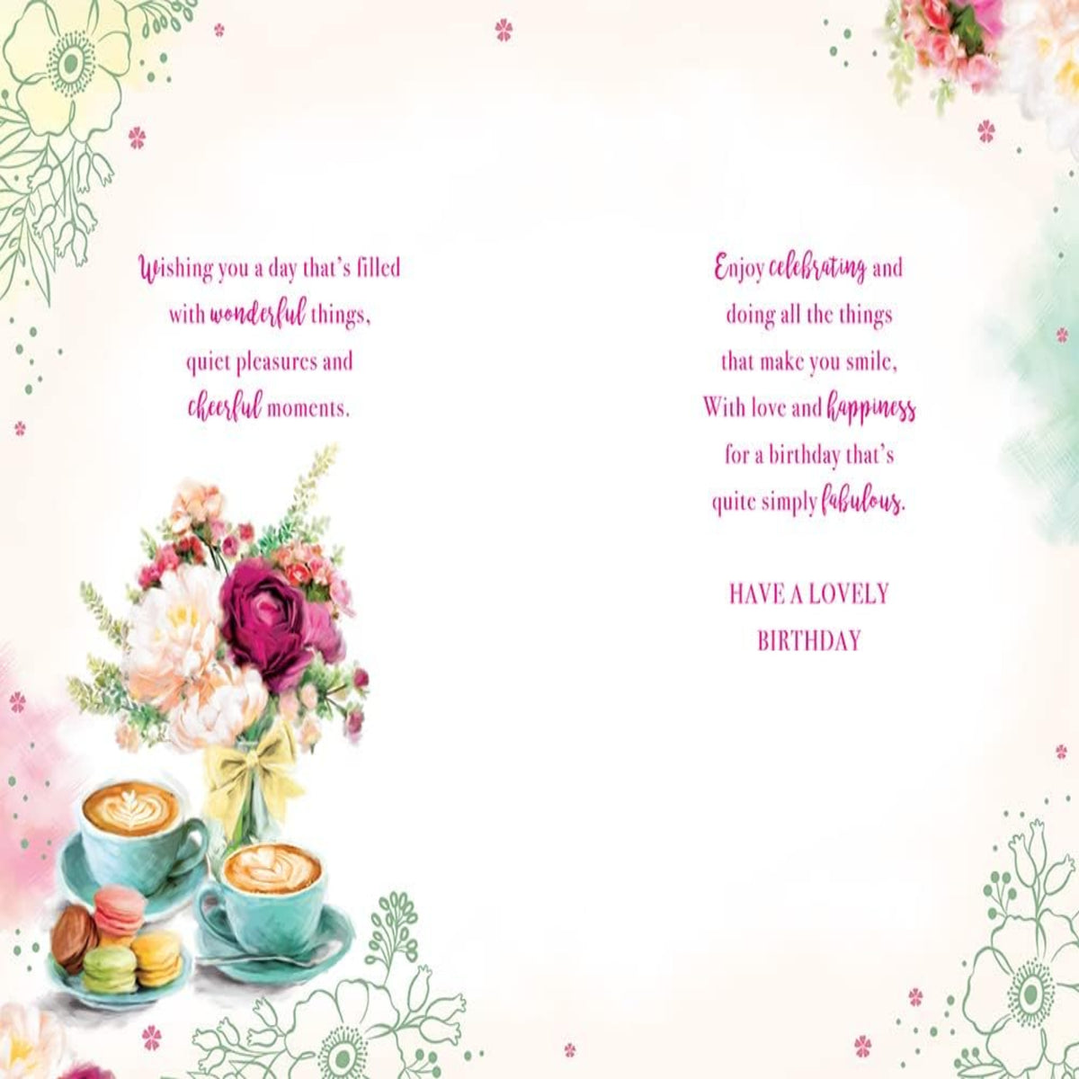 Sister-in-Law Birthday Card    –    Coffee and Macaroons Design    -   9   x   6 inches