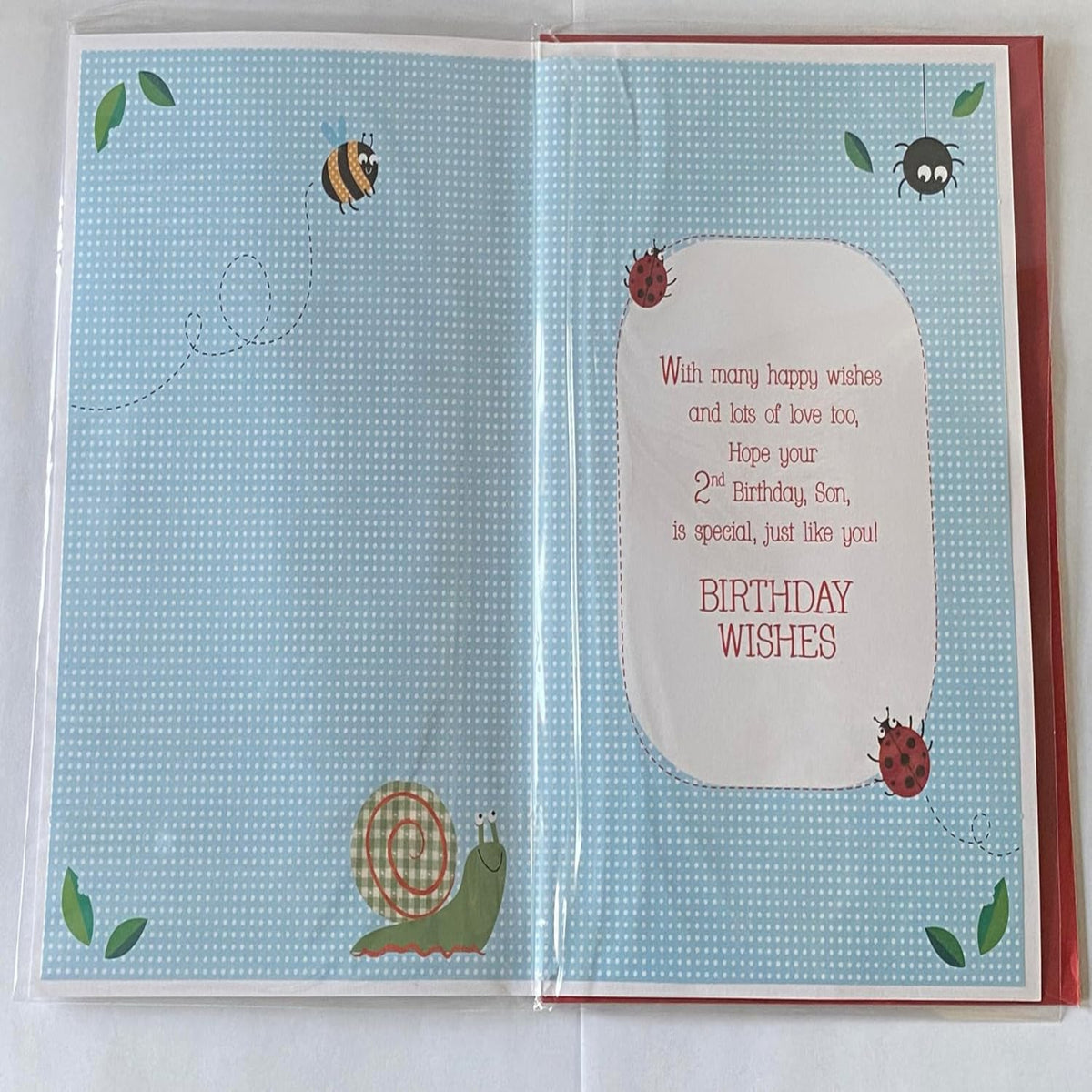 Son 2nd Birthday Card with 3D Foil Detail  -   23cm  x  15cm