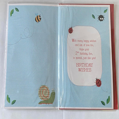 Son 2nd Birthday Card with 3D Foil Detail  -   23cm  x  15cm