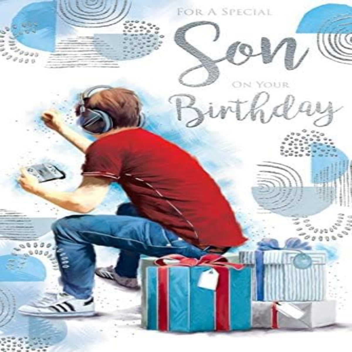 Son Birthday Card   -   Gaming & Presents Design with Lovely Verse  -  15.2cm  x 22.8cm