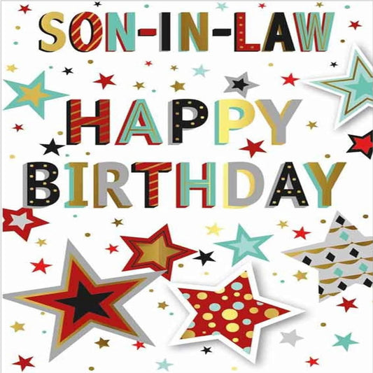 Son-in-Law Birthday Card   –   Script Text Design    -   19.5cm  x  13.5cm